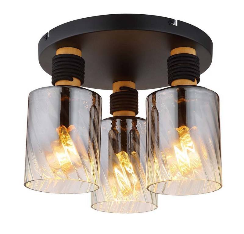 GLOBO LIGHTING Deckenleuchte, Leuchtmittel nicht inklusive, Deckenleuchte Deckenlampe Wohnzimmerlampe schwarz Rauchglas Holz D 32 GLOBO LIGHTING Deckenleuchte, Leuchtmittel nicht inklusive, Deckenleuchte Deckenlampe Wohnzimmerlampe schwarz Rauchglas Holz D 32 von GLOBO LIGHTING