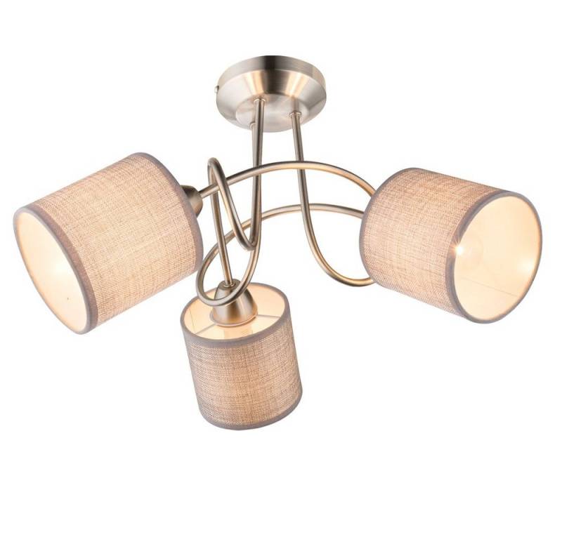 GLOBO LIGHTING Deckenleuchte, Leuchtmittel nicht inklusive, Deckenleuchte Spotlampe Flurleuchte Textil grau nickel-matt 3x E14 von GLOBO LIGHTING