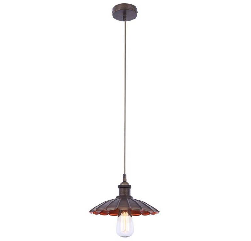GLOBO LIGHTING Hängeleuchte, Leuchtmittel nicht inklusive, Hängeleuchte Glas gewellt Pendelleuchte Retro braun Hängelampe E27 von GLOBO LIGHTING