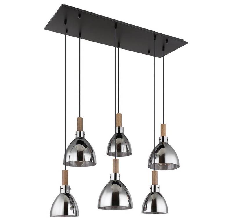 GLOBO LIGHTING Hängeleuchte, Leuchtmittel nicht inklusive, Hängeleuchte Holz Rauchglas Esszimmerlampe hängend 6-Flammig schwarz von GLOBO LIGHTING