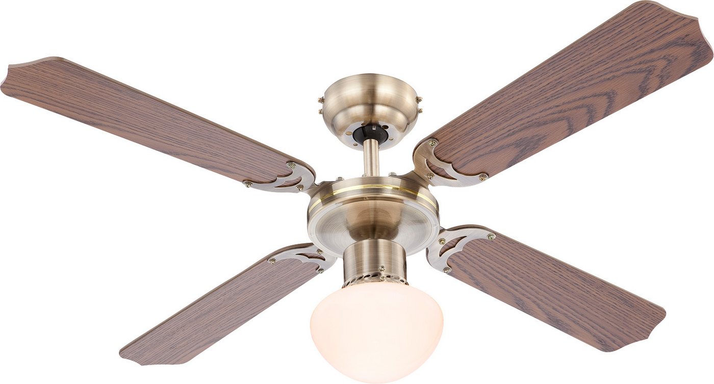 GLOBO LIGHTING Deckenleuchte CHAMPION, Ventilatorfunktion, ohne Leuchtmittel, Ventilator/antik/Wohnbereich/Schlafzimmer/Holz / altmessing / 4 Flügel GLOBO LIGHTING Deckenleuchte CHAMPION, Ventilatorfunktion, ohne Leuchtmittel, Ventilator/antik/Wohnbereich/Schlafzimmer/Holz / altmessing / 4 Flügel von GLOBO LIGHTING