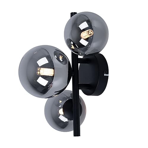 GLOBO Deckenleuchte mit Glas Strahler Kugel Deckenlampen Glaskugeln Esstisch, LED schwarz 3 flammig, 3x 3,5 W 3x 350lm 3000K, BxH 21x28 cm von GLOBO