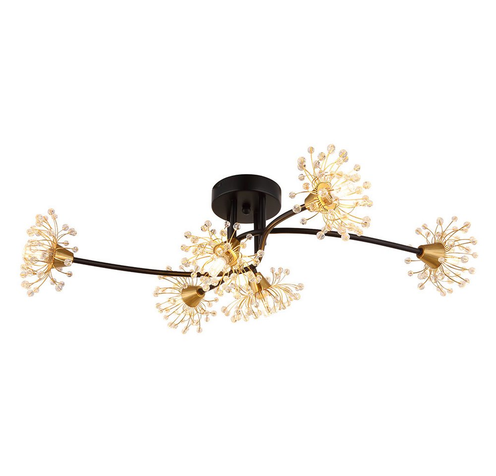 GLOBO LIGHTING Deckenspot, Leuchtmittel nicht inklusive, Deckenlampe Wohnzimmerleuchte Kristallleuchte Blumen gold schwarz GLOBO LIGHTING Deckenspot, Leuchtmittel nicht inklusive, Deckenlampe Wohnzimmerleuchte Kristallleuchte Blumen gold schwarz von GLOBO LIGHTING