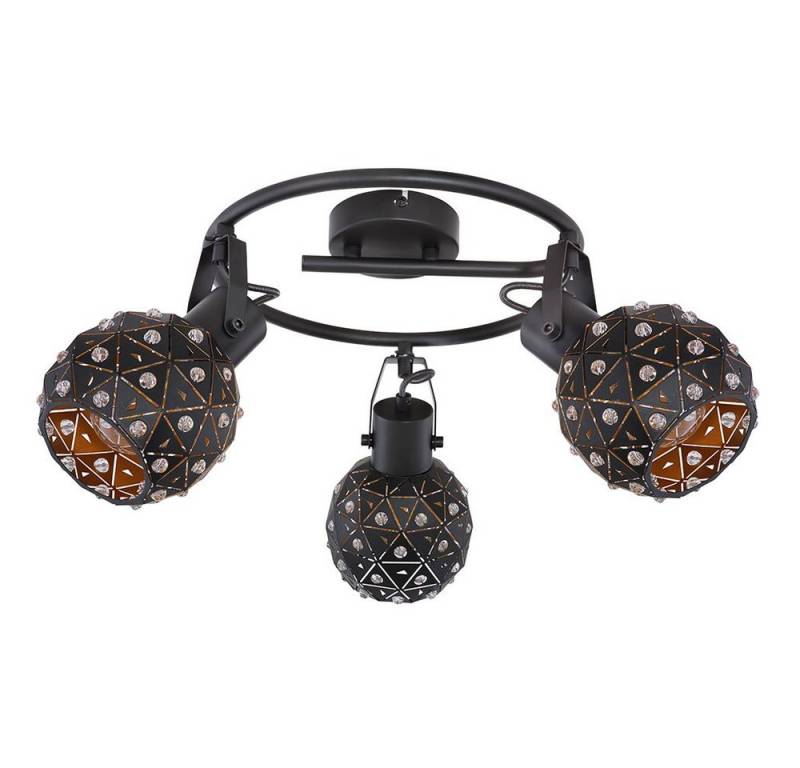GLOBO LIGHTING Deckenspot, Leuchtmittel nicht inklusive, Deckenleuchte Deckenstrahler Küchenlampe Kristalle schwarz 3 flammig von GLOBO LIGHTING