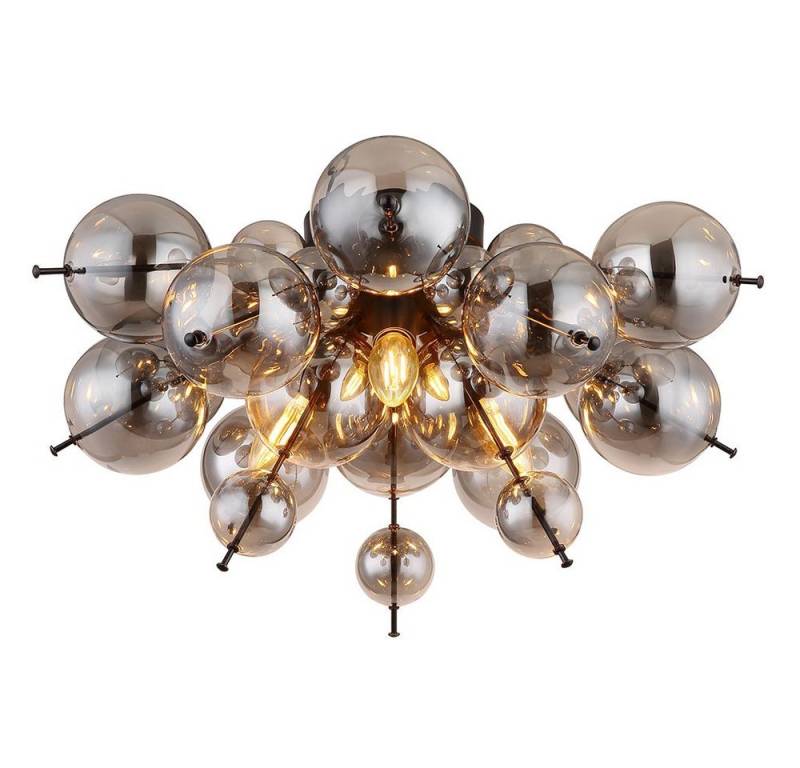 GLOBO LIGHTING Deckenstrahler, Leuchtmittel nicht inklusive, Deckenleuchte Wohnzimmerlampe Glas rauchfarben 3 Flammig D 55 cm von GLOBO LIGHTING