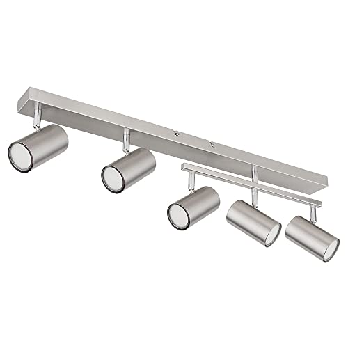 GLOBO Deckenstrahler silber Spot Deckenleuchte Spotleiste 5 flammig, Metall verchromt skandinavisch, 5x GU10 Fassungen, LxBxH 70x35x17cm GLOBO Deckenstrahler silber Spot Deckenleuchte Spotleiste 5 flammig, Metall verchromt skandinavisch, 5x GU10 Fassungen, LxBxH 70x35x17cm von GLOBO