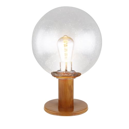 Garten Außenbeleuchtung Sockelleuchte Außen E27 Außenlampe Stehlampe, Alu Holzoptik Glaskugel, Blasen-Optik, 1x E27 Fassung, DxH 25x38 cm Garten Außenbeleuchtung Sockelleuchte Außen E27 Außenlampe Stehlampe, Alu Holzoptik Glaskugel, Blasen-Optik, 1x E27 Fassung, DxH 25x38 cm von GLOBO