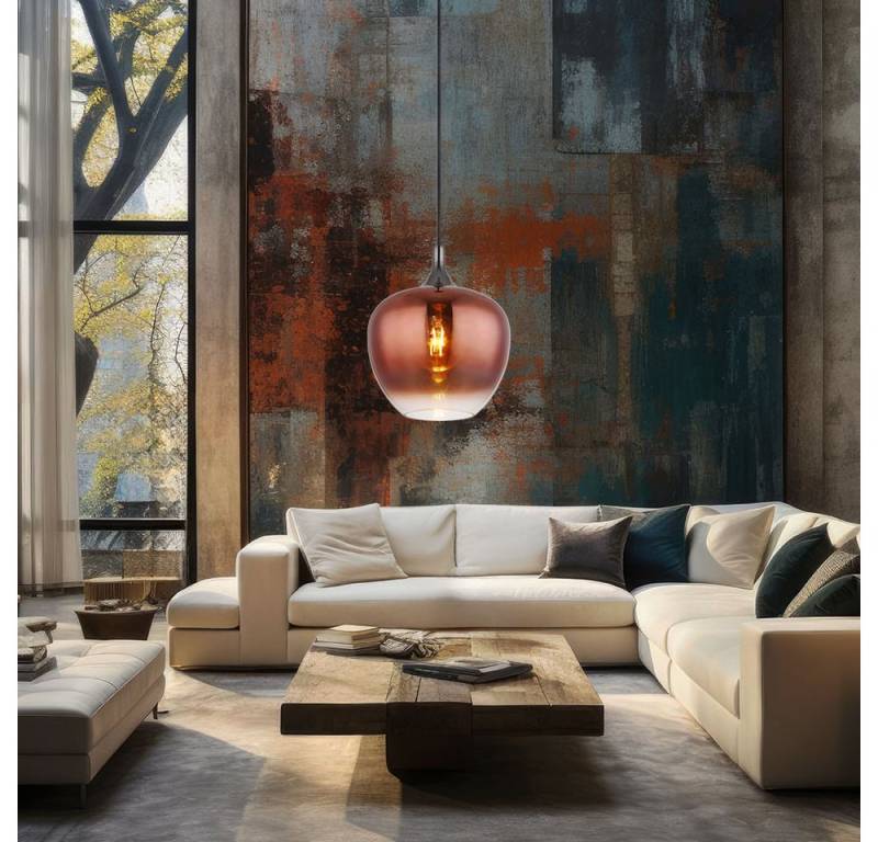 GLOBO LIGHTING Hängeleuchte, Leuchtmittel nicht inklusive, Esszimmerleuchte Hängelampe Pendelleuchte Glas kupfer schwarz-matt von GLOBO LIGHTING
