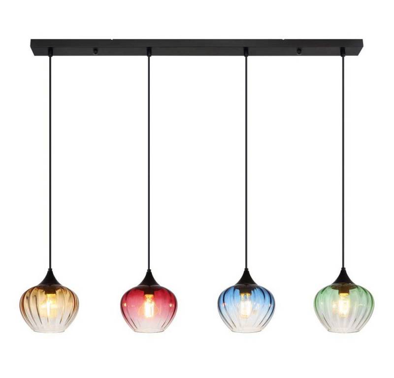 GLOBO LIGHTING Hängeleuchte, Leuchtmittel nicht inklusive, Esszimmerleuchte Hängeleuchte Wohnzimmerlampe 4-Flammig Glas bunt von GLOBO LIGHTING