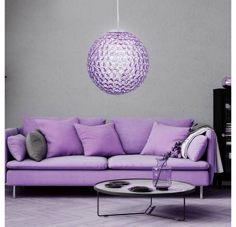 GLOBO LIGHTING Hängeleuchte, Leuchtmittel nicht inklusive, Hängelampe Decken Pendelleuchte Kristall Kugel lila 40 x 165 cm von GLOBO LIGHTING