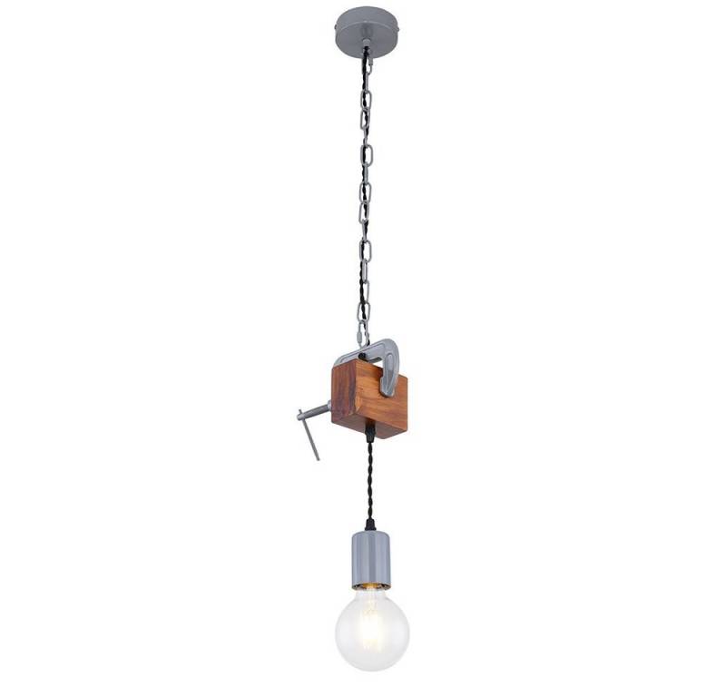 GLOBO LIGHTING Hängeleuchte, Leuchtmittel nicht inklusive, Hängelampe Pendelleuchte Holz Retro Schraubzwinge E27 Industriell 2x von GLOBO LIGHTING