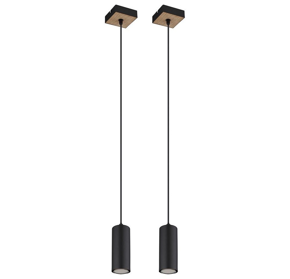 GLOBO LIGHTING Hängeleuchte, Leuchtmittel nicht inklusive, Hängeleuchte Pendellampe Esszimmerleuchte Holz schwarz GU10 2x von GLOBO LIGHTING