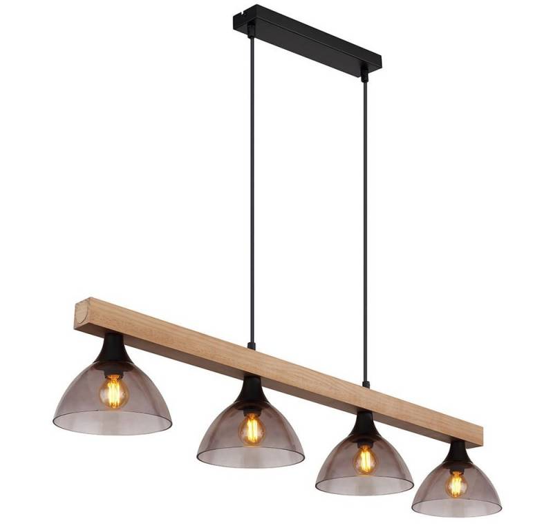 GLOBO LIGHTING Hängeleuchte, Leuchtmittel nicht inklusive, Pendelleuchte Deckenleuchte Hängelampe Metall Schwarz Holz Glas L 96cm von GLOBO LIGHTING