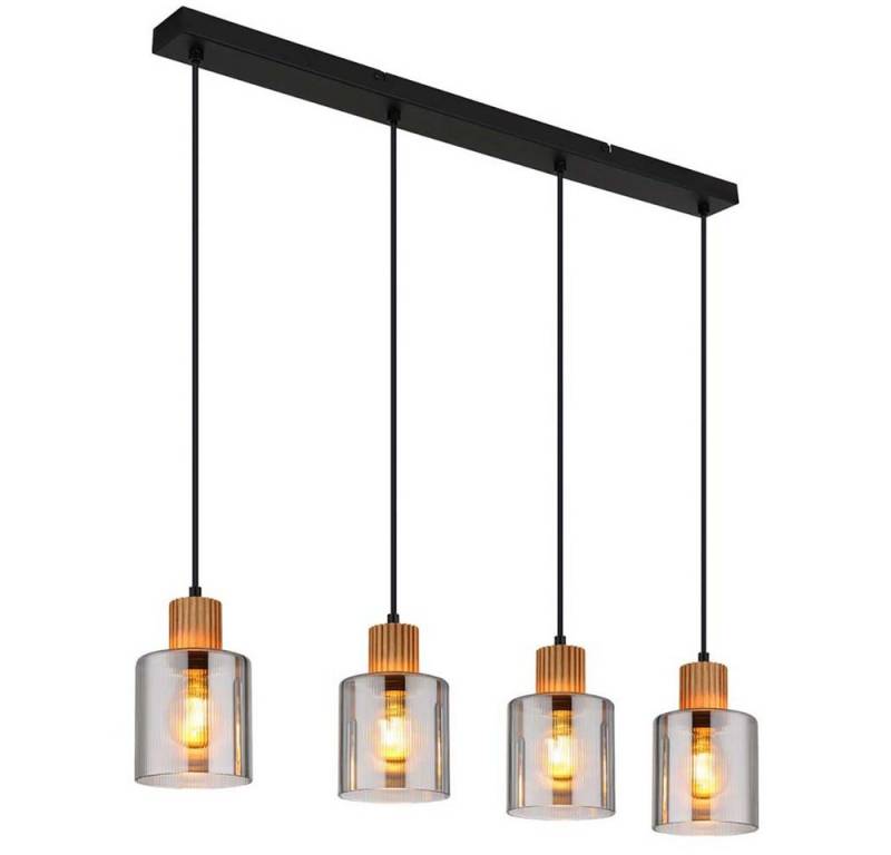 GLOBO LIGHTING Hängeleuchte, Leuchtmittel nicht inklusive, Pendelleuchte Hängelampe Esszimmerlampe Holzlampe Glas rauch 4 von GLOBO LIGHTING