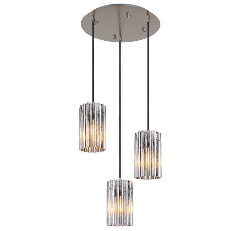 GLOBO LIGHTING Hängeleuchte, Leuchtmittel nicht inklusive, Pendelleuchte Hängeleuchte Glas Nickel satiniert 3x E27 H 120 cm von GLOBO LIGHTING