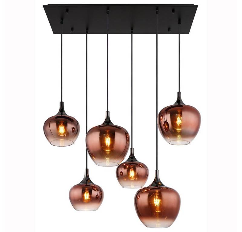 GLOBO LIGHTING Hängeleuchte, Leuchtmittel nicht inklusive, Pendelleuchte Hängelampe Esszimmerleuchte 6-Flammig Glas kupfer von GLOBO LIGHTING