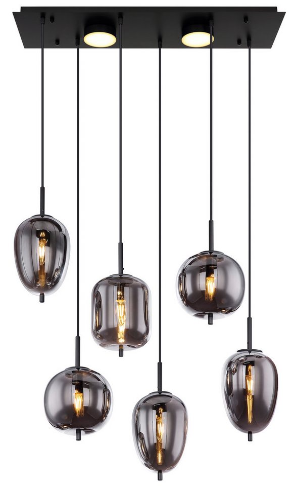 GLOBO LIGHTING Hängeleuchte BLACKY, ohne Leuchtmittel, Hängelampe/Pendelleuchte/Glas rauchfarben/unterschiedliche Gläser von GLOBO LIGHTING