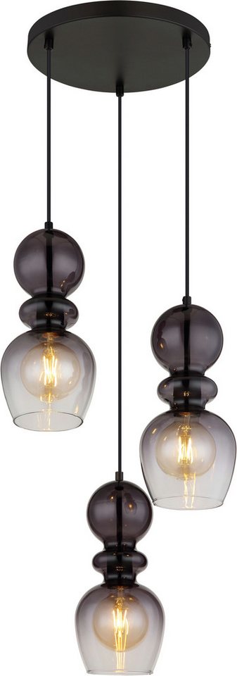 GLOBO LIGHTING Hängeleuchte CLARITY, ohne Leuchtmittel, Hängelampe / Schlafzimmer / Wohnbereich / schwarz / Glas von GLOBO LIGHTING