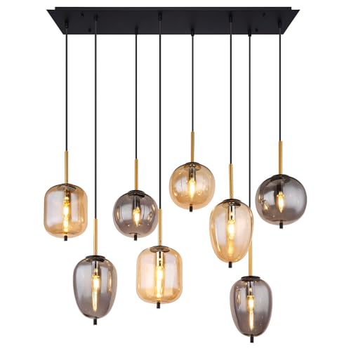 GLOBO LIGHTING Hängeleuchte Deckenleuchte Pendellampe Messing-matt Amber-Glas Esszimmerleuchte GLOBO LIGHTING Hängeleuchte Deckenleuchte Pendellampe Messing-matt Amber-Glas Esszimmerleuchte von GLOBO