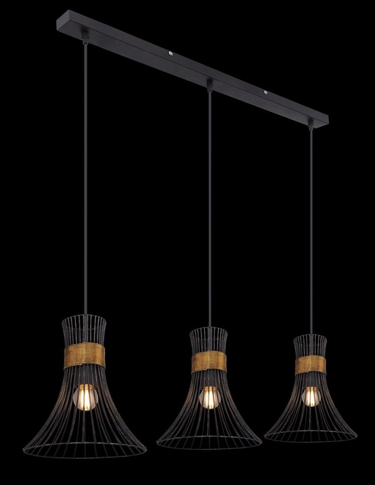 GLOBO LIGHTING Hängeleuchte Hängeleuchte Esszimmer Hängelampe Pendelleuchte 3 Flammig Schwarz von GLOBO LIGHTING