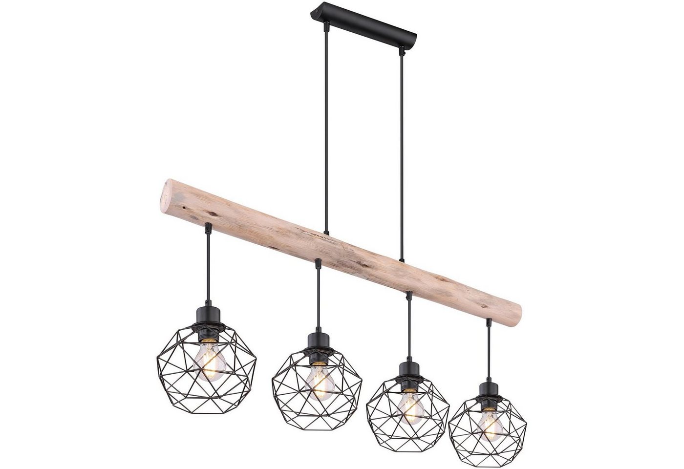 GLOBO LIGHTING Hängeleuchte Hängeleuchte Esszimmer Pendelleuchte Wohnzimmer Hängelampe Holz, 4 flammig, modern, retro, ohne Leuchtmittel, Lichtfarbe ist abhängig vom Leuchtmittel, Pendellampe von GLOBO LIGHTING