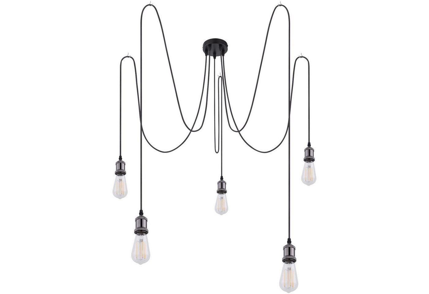 GLOBO LIGHTING Hängeleuchte Hängeleuchte Esszimmer Pendelleuchte Wohnzimmer Hängelampe schwarz, modern, 5 flammig, ohne Leuchtmittel, Lichtfarbe ist abhängig vom Leuchtmittel, Pendellampe von GLOBO LIGHTING
