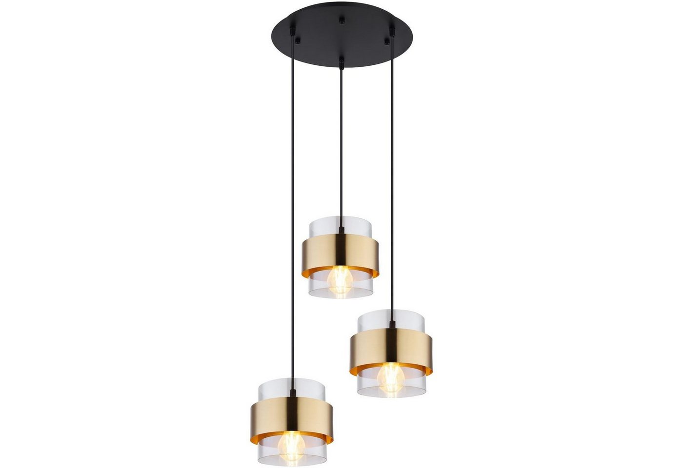GLOBO LIGHTING Hängeleuchte Hängeleuchte Hängelampe Wohnzimmer Glas Metall schwarz 3 Flammig, flammig, Glas, Rauchglas, ohne Leuchtmittel, Lichtfarbe ist abhängig vom Leuchtmittel, Pendellampe von GLOBO LIGHTING