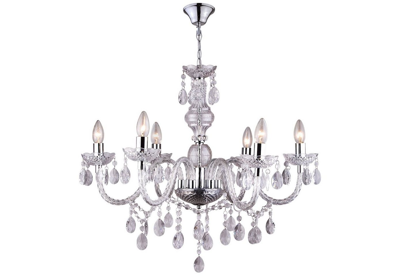 GLOBO LIGHTING Hängeleuchte Hängeleuchte Pendelleuchte Wohnzimmer Kronleuchter Hängelampe klar, Kristalle, Acrylkristalle, modern, ohne Leuchtmittel, Lichtfarbe ist abhängig vom Leuchtmittel, Pendellampe von GLOBO LIGHTING