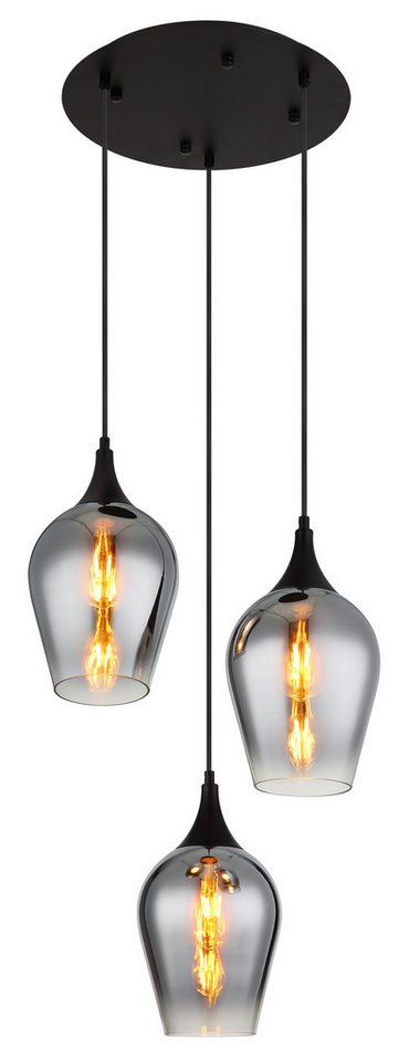 GLOBO LIGHTING Hängeleuchte LAVUS, ohne Leuchtmittel, Hängelampe/Pendelleuchte/Glas rauchfarben/Höhe kürzbar/Esstisch von GLOBO LIGHTING