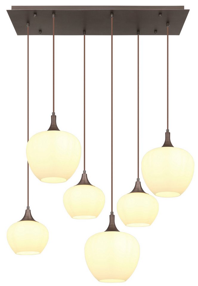 GLOBO LIGHTING Hängeleuchte MAXY, ohne Leuchtmittel, Hängelampe/Pendell./kaffeefarben/Glas opal/ unterschiedliche Gläser von GLOBO LIGHTING