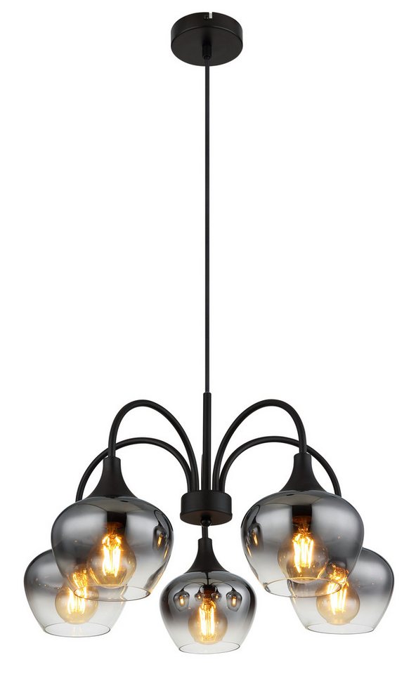 GLOBO LIGHTING Hängeleuchte MAXY, ohne Leuchtmittel, Hängelampe/Pendelleuchte/Glas rauchfarben/Höhe kürzbar/Esstisch von GLOBO LIGHTING