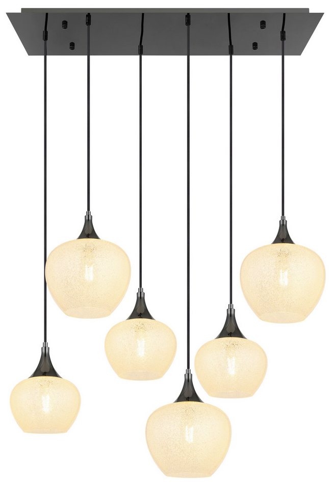 GLOBO LIGHTING Hängeleuchte MAXY, ohne Leuchtmittel, Hängelampe/Pendelleuchte/schwarz-chrom/Glas klar/Acrylkristalle von GLOBO LIGHTING