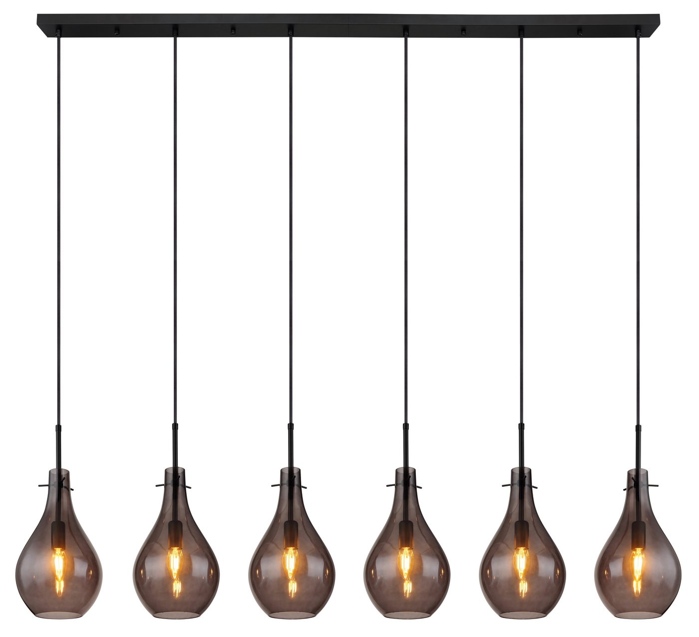 GLOBO LIGHTING Hängeleuchte OSKUS, ohne Leuchtmittel, Hängelampe schwarz Glas rauchfarben Esszimmer Esstisch von GLOBO LIGHTING