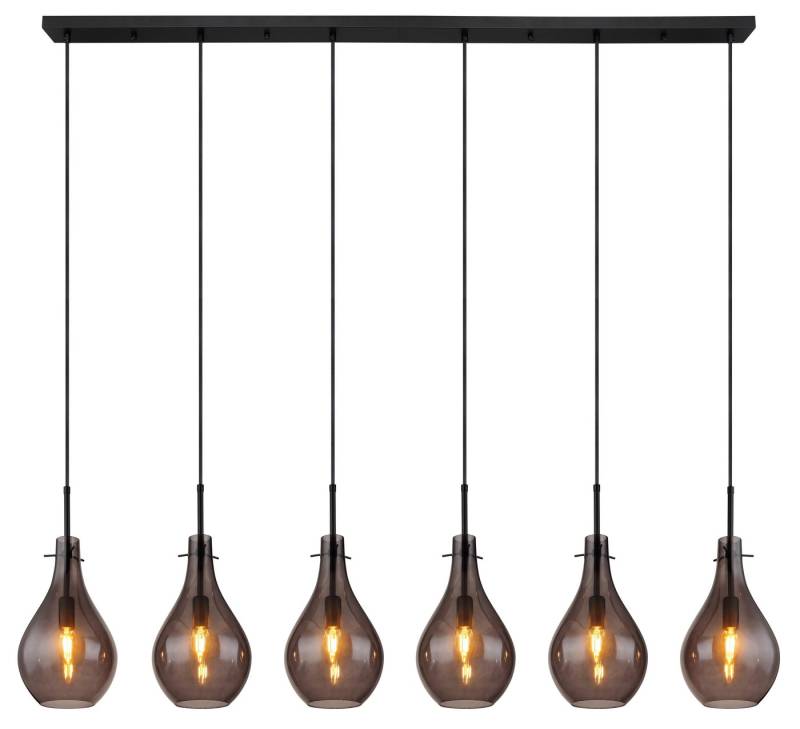 GLOBO LIGHTING Hängeleuchte OSKUS, ohne Leuchtmittel, Hängelampe schwarz Glas rauchfarben Esszimmer Esstisch von GLOBO LIGHTING