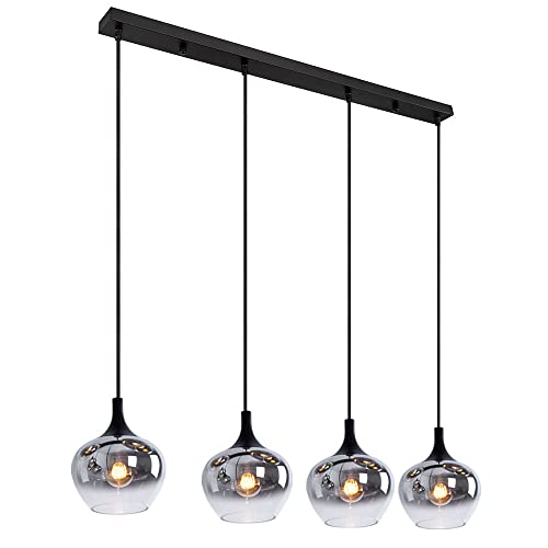 GLOBO Hängeleuchte Pendellampe Wohnzimmer Pendelleuchte Esstischleuchte Glasschirm, Metall, Fassungen 4x E27, H 120 cm von GLOBO