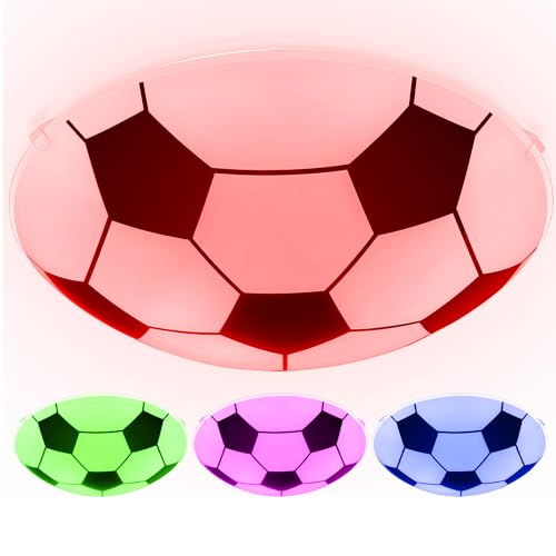 GLOBO Kinder Decken Lampe DIMMBAR Fußball Glas Leuchte FERNBEDIENUNG im Set inkl. RGB LED Leuchtmittel von GLOBO