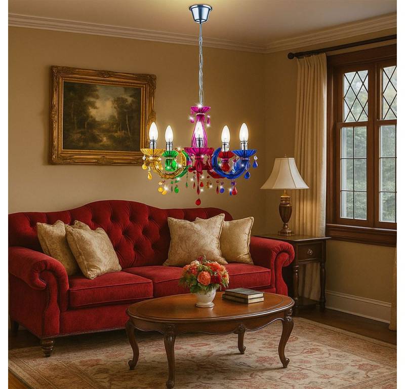 GLOBO LIGHTING Kronleuchter, Leuchtmittel inklusive, Warmweiß, Kronleuchter Hänge Lampe bunt Pendel Beleuchtung im Set inklusive LED von GLOBO LIGHTING