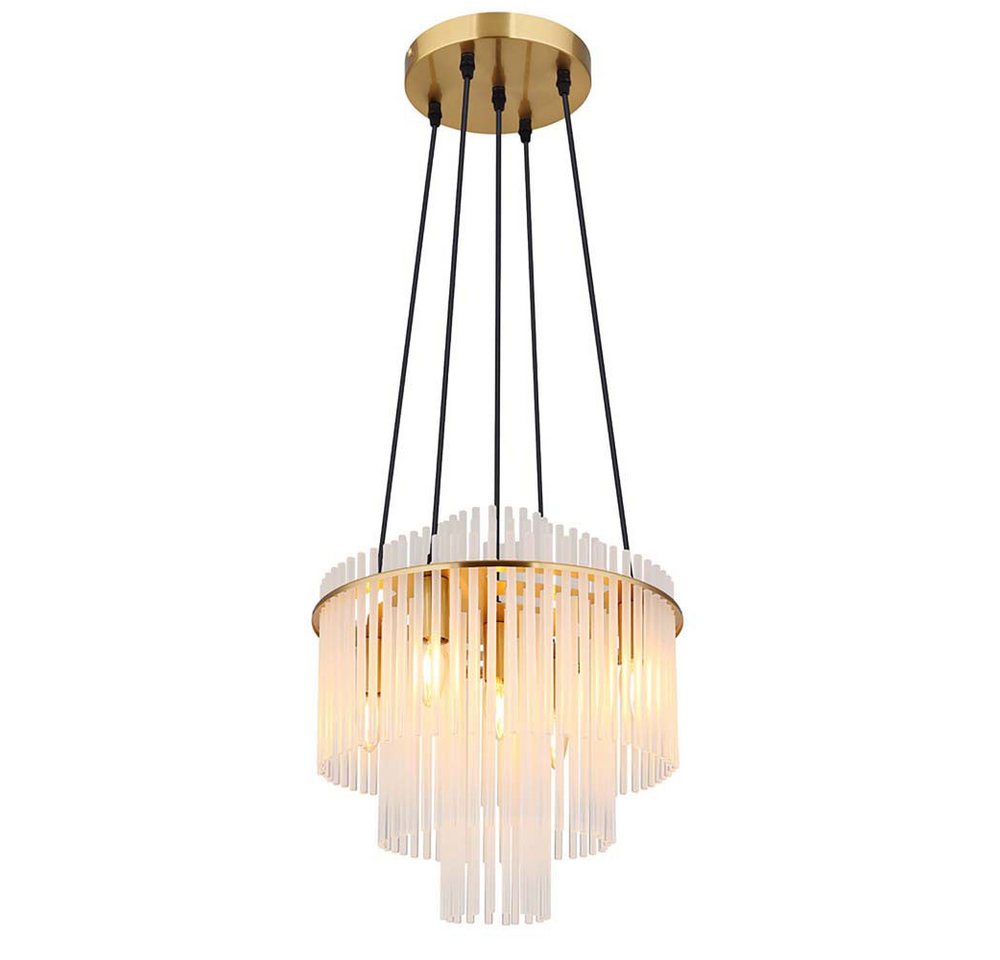 GLOBO LIGHTING Kronleuchter, Leuchtmittel nicht inklusive, Kronleuchter Hängelampe Pendelleuchte 5-Flammig E14 Glasstäbe H 120 cm von GLOBO LIGHTING