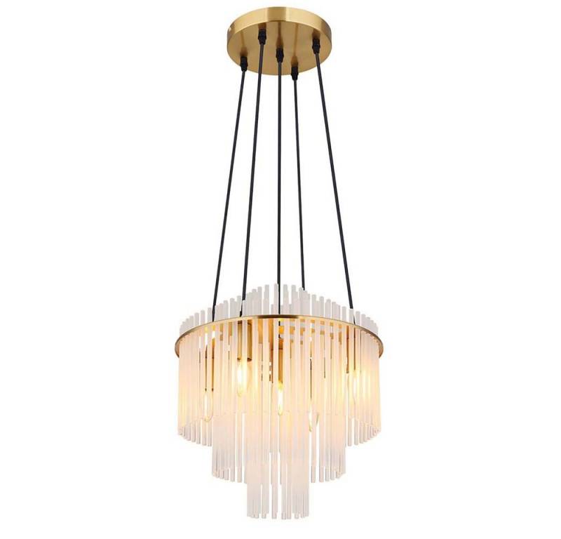 GLOBO LIGHTING Kronleuchter, Leuchtmittel nicht inklusive, Kronleuchter Hängelampe Pendelleuchte 5-Flammig E14 Glasstäbe H 120 cm von GLOBO LIGHTING