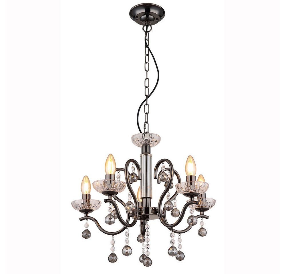 GLOBO LIGHTING Kronleuchter, Leuchtmittel nicht inklusive, Kronleuchter Pendellampe Hängelampe Deckenlampe Schwarz Glaskristalle von GLOBO LIGHTING