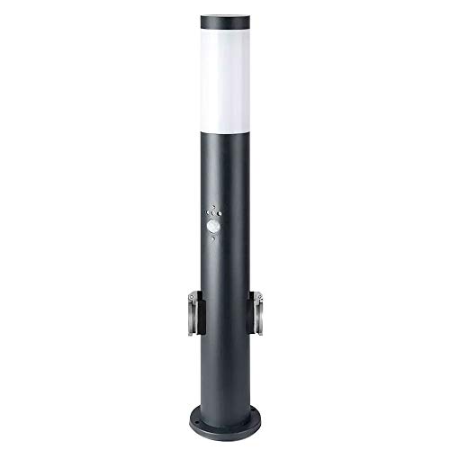 LED Außen Steh Lampe ANTRHAZIT Bewegungsmelder Steckdosen Garten Leuchte Edelstahl von GLOBO