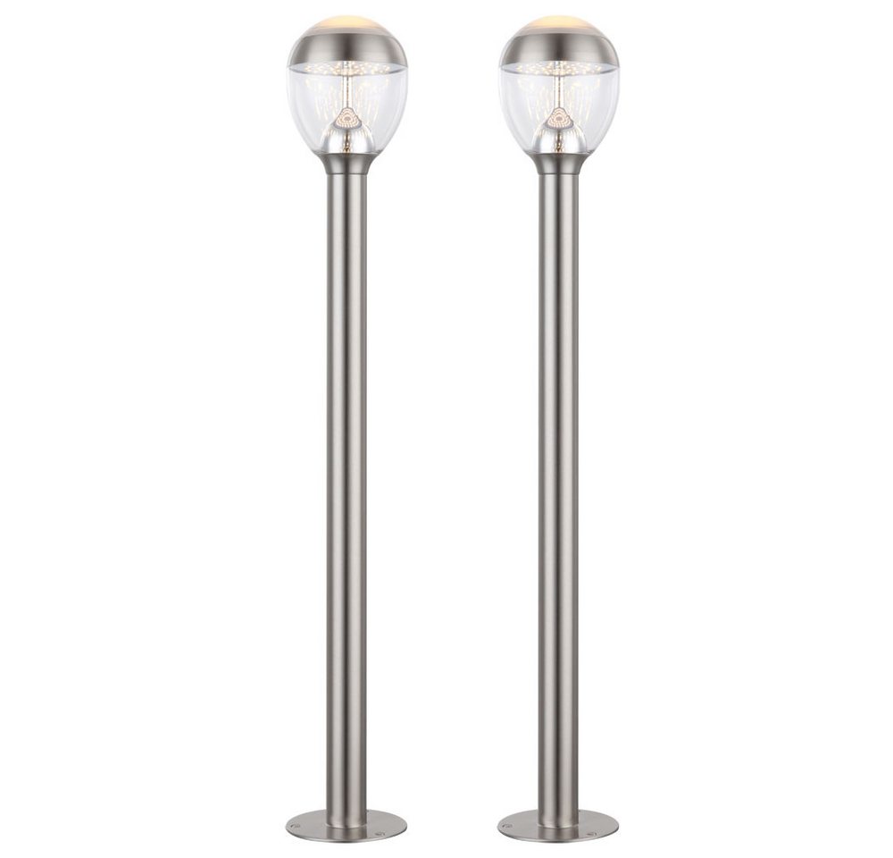 GLOBO LIGHTING LED Außen-Stehlampe, LED-Leuchtmittel fest verbaut, Warmweiß, LED Außenleuchte Stehlampe Standleuchte Edelstahl Sockelleuchte 2x von GLOBO LIGHTING