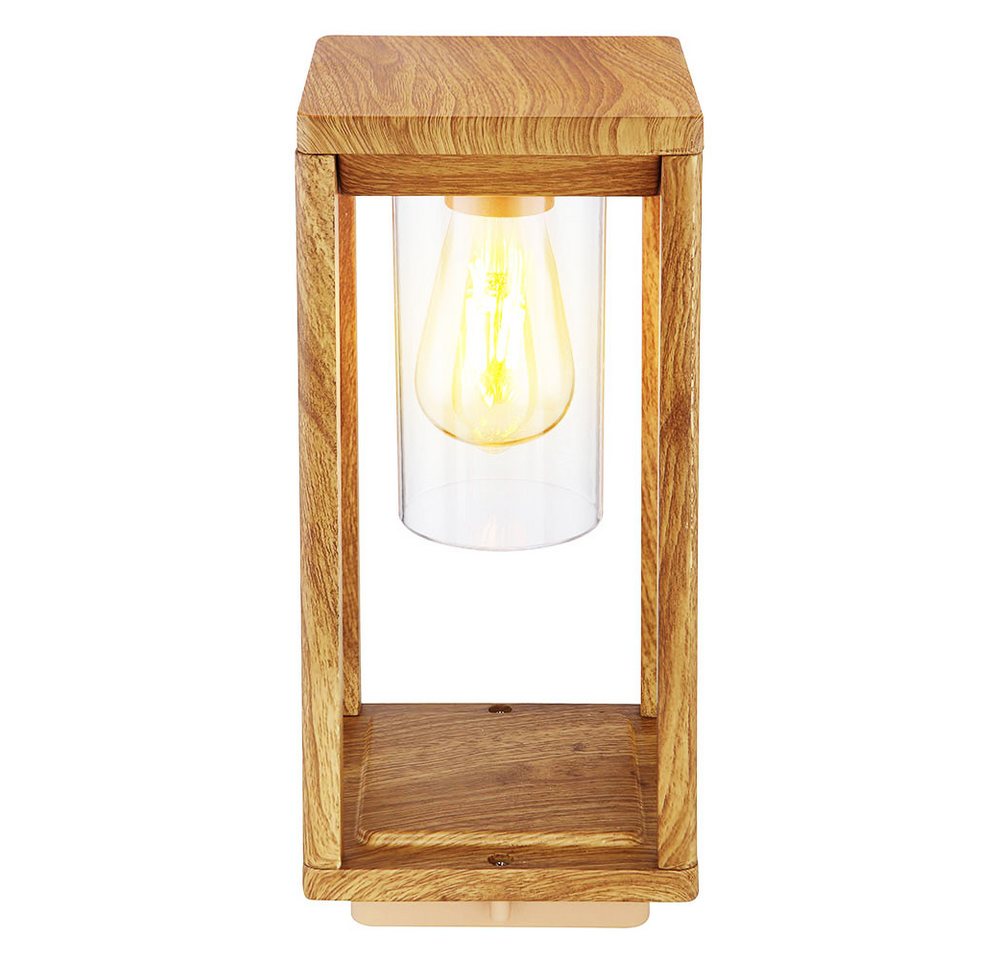 GLOBO LIGHTING LED Außen-Stehlampe, Leuchtmittel inklusive, Warmweiß, Außenlampe Sockelleuchte Gartenlampe Holzoptik Filament LED H 35 cm von GLOBO LIGHTING