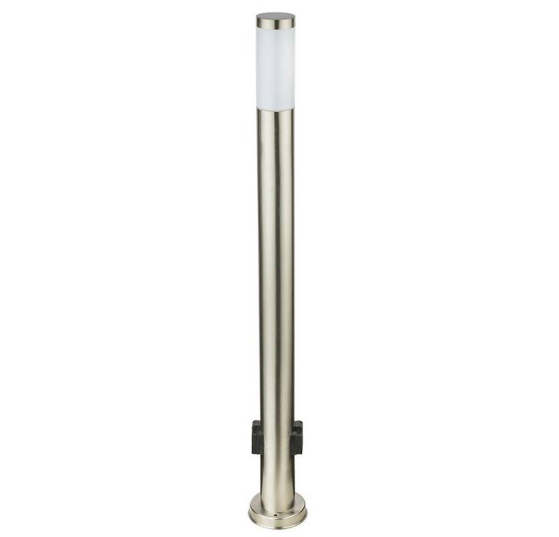GLOBO LIGHTING LED Außen-Stehlampe, Leuchtmittel inklusive, Warmweiß, Außenleuchte Stehlampe Pollerleuchte LED Steckdosen Edelstahl opal von GLOBO LIGHTING