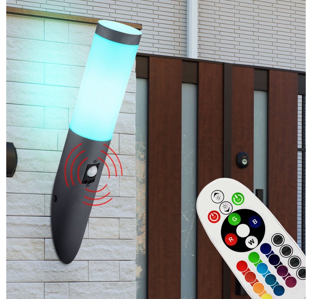 GLOBO LIGHTING LED Außen-Stehlampe, Leuchtmittel inklusive, Warmweiß, Farbwechsel, Wand Lampe FERNBEDIENUNG Edelstahl Garten Fackel Leuchte von GLOBO LIGHTING