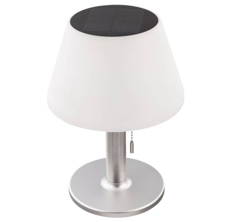GLOBO LIGHTING LED Außen-Tischleuchte, LED-Leuchtmittel fest verbaut, Warmweiß, Solarleuchte Tischlampe Außenleuchte LED Zugschalter silber weiß von GLOBO LIGHTING