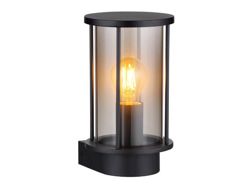 GLOBO LIGHTING LED Außen-Wandleuchte, LED wechselbar, warmweiß, Fassadenbeleuchtung Wand-laterne aus Edelstahl & Rauchglas, Höhe 25cm von GLOBO LIGHTING