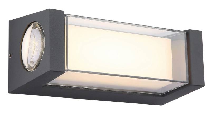 GLOBO LIGHTING LED Außen-Wandleuchte PLIXON, LED fest integriert, Warmweiß, Außenbereich/IP54/3000K/Kunststoff opal/anthrazit von GLOBO LIGHTING