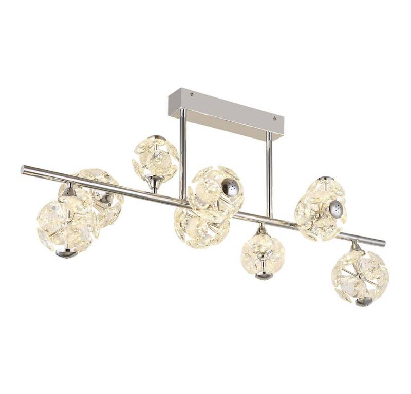 GLOBO LIGHTING LED Deckenleuchte, LED-Leuchtmittel fest verbaut, Warmweiß, Deckenleuchte Deckenlampe Esszimmerlampe chrom Glas Kristalle LED L von GLOBO LIGHTING