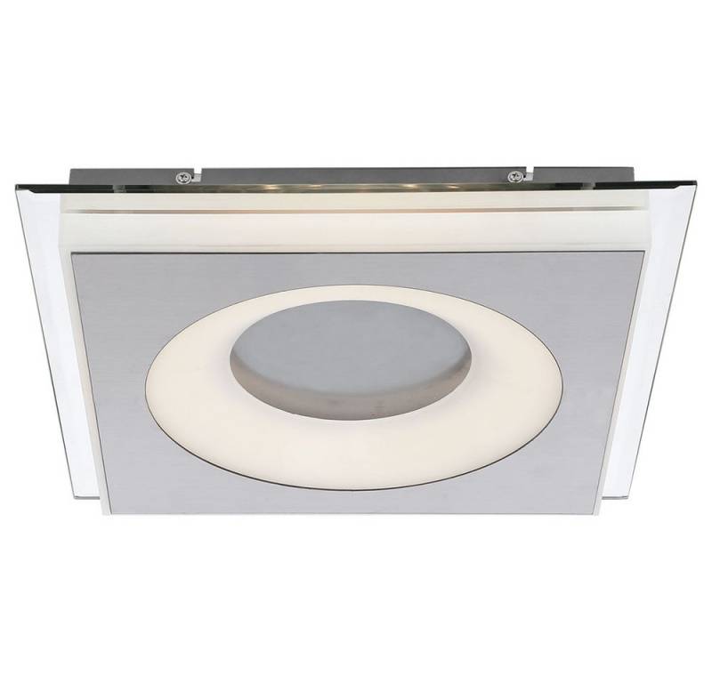 GLOBO LIGHTING LED Deckenleuchte, LED-Leuchtmittel fest verbaut, Warmweiß, LED Deckenlampe Wohnzimmerleuchte Metall nickel-matt Spiegel L 34 cm von GLOBO LIGHTING